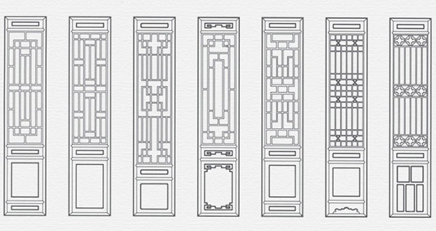 托克托常用中式仿古花窗图案隔断设计图